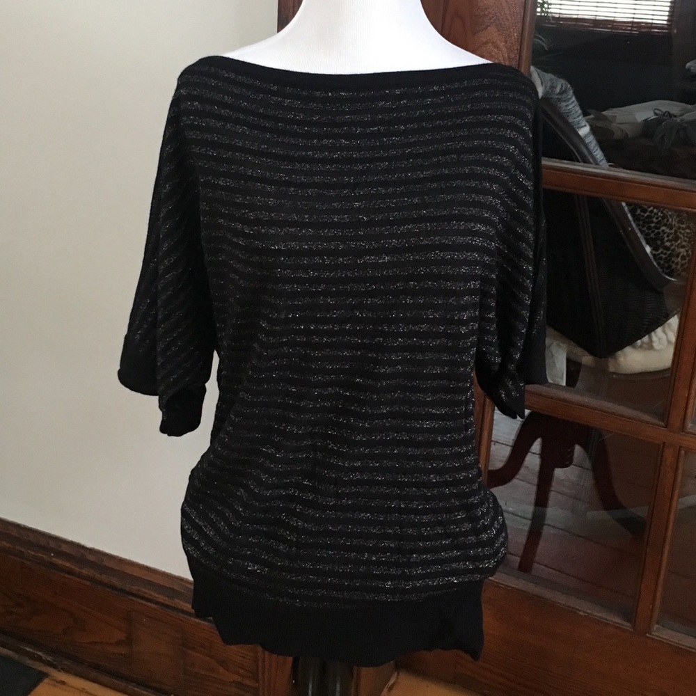 Black Sparkle Boatneck Women's Medium Top